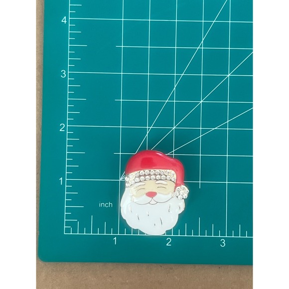 Santa Claus Brooch Pin Christmas Rhinestone Gold Tone Holiday Jewelry -Gift -New - Picture 5 of 6